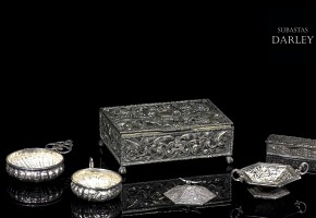 Boxes and silver bowls, 20th century