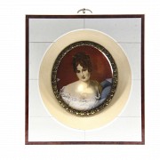 Lot of four miniatures with portraits of ladies, 19th c. - 1