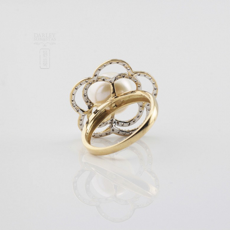 Precioso anillo perla y diamantes - 3
