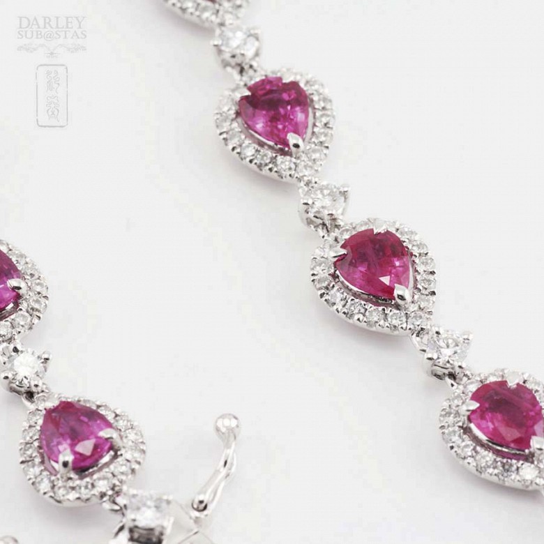 18k white gold bracelet with rubies and diamonds. - 2