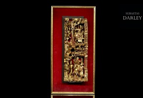Panel de madera tallada, China, ffs.S.XIX