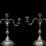 Pair of silver candlesticks, 20th century