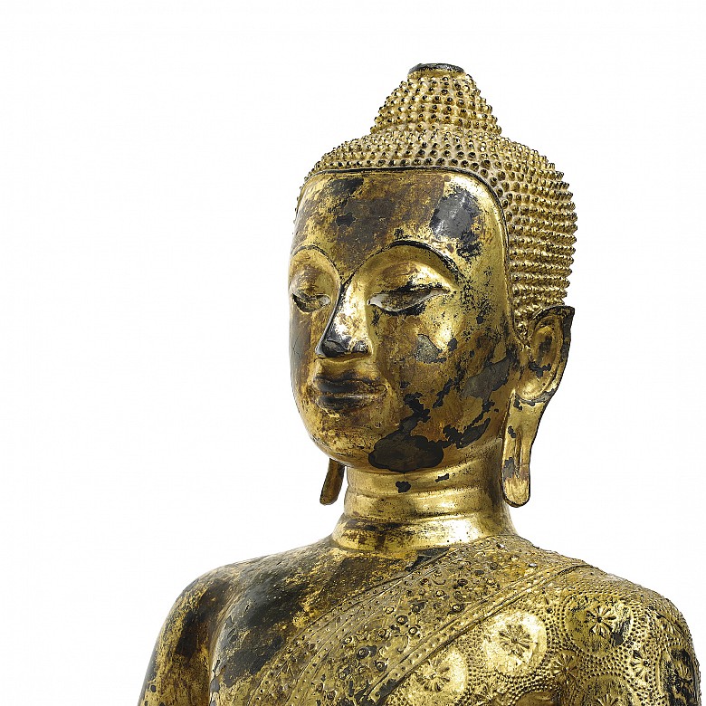 Large gilded bronze Thai Buddha, 19th century