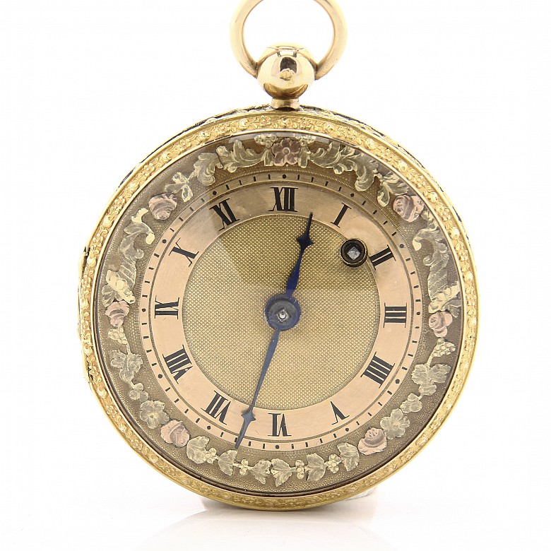 Pocket watch, 18k yellow gold plated, 19th c. - 5