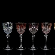 Set of carved coloured goblets, 20th Century