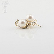Bonitos pendientes perla y diamantes - 2