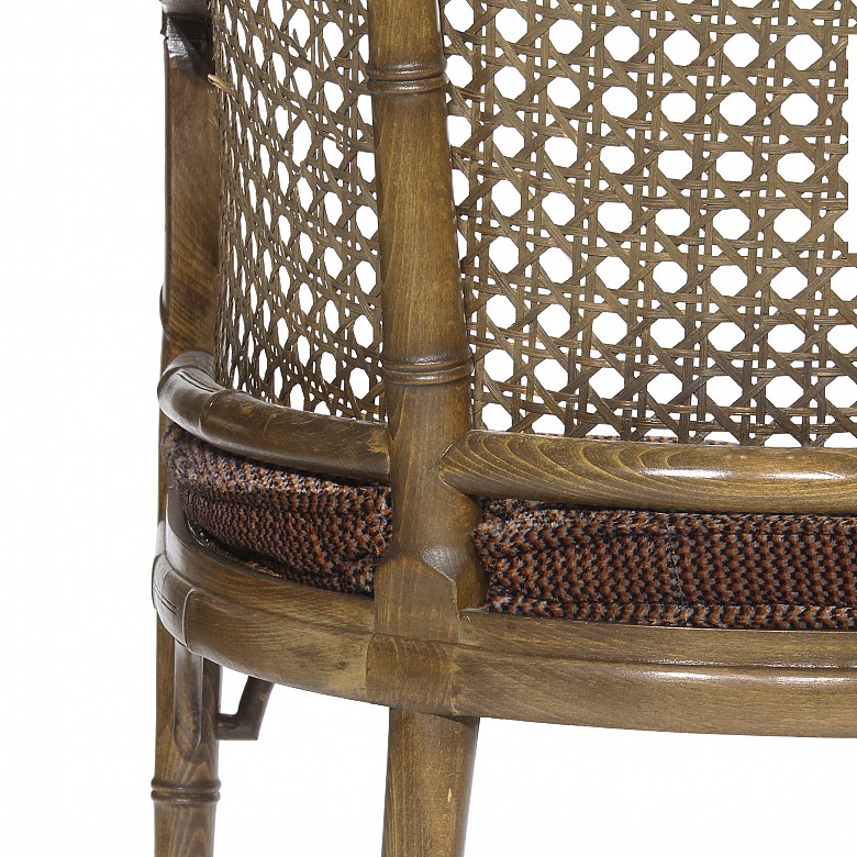 Pair of chairs with lattice seat, 20th century - 6
