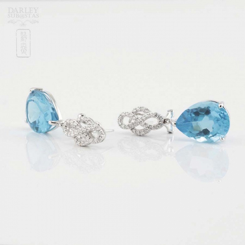 Beautiful blue topaz and diamond earrings - 2
