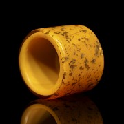 Orange glass ring with gold leaf