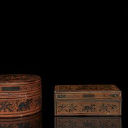 Pair of Indian lacquer boxes, 19th century