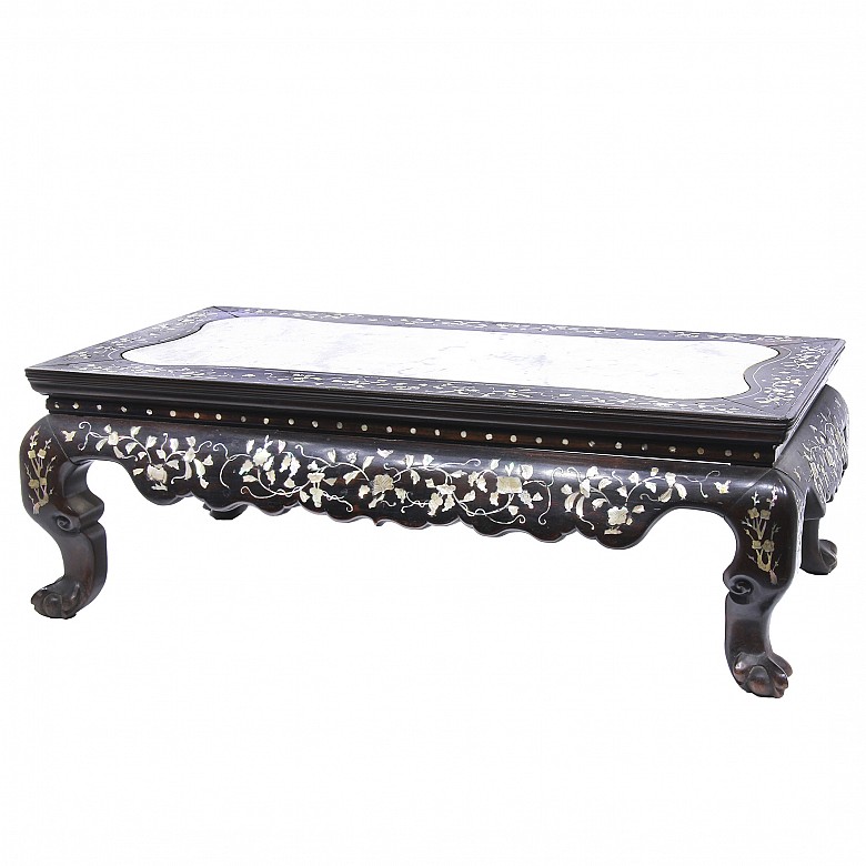 Hongmu wood low table with mother-of-pearl inlay, China.