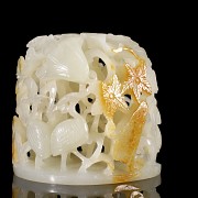 Tapa de incensario de jade blanco, dinastía Ming