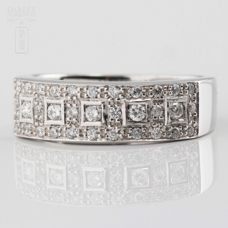 Precioso anillo diamantes 0.46cts y oro blanco 18k - 2