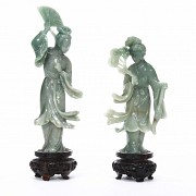 Pair of jadeite figures, 