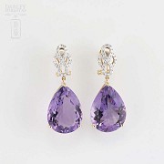 Dangly earrings Amethyst and Diamond - 4