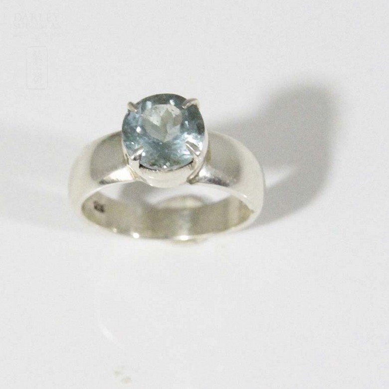 Silver rings with natural aquamarine, - 5