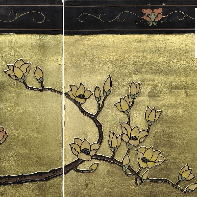 Chinese four-leaf folding screen, 20th century