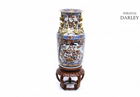 Enameled porcelain vase with golden details, 20th century