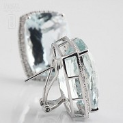 earrings with aquamarine 36.29cts and diamond in white gold - 3