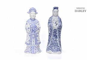 Two glazed porcelain servants, 20th century