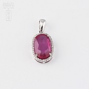 pendant with 5.30 cts ruby and diamonds in 18k white gold - 4