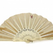 Bone and painted silk fan, 19th - 20th Century