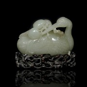 Grulla de jade tallado, dinastía Qing