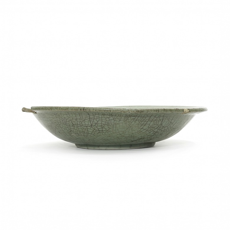 Gran plato vidriado en verde, Longquanyao, China, S.XIX - 4