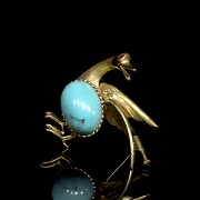 18k Yellow gold needle with turquoise
