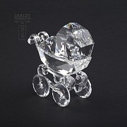 Two pieces of Swarovski crystal, baby cart, and cake - 3