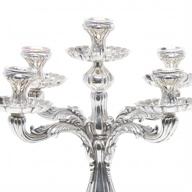 Pair of 825 sterling silver candlesticks, Spain, 20th century