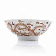 Porcelain bowl with dragons, enameled, 20th century