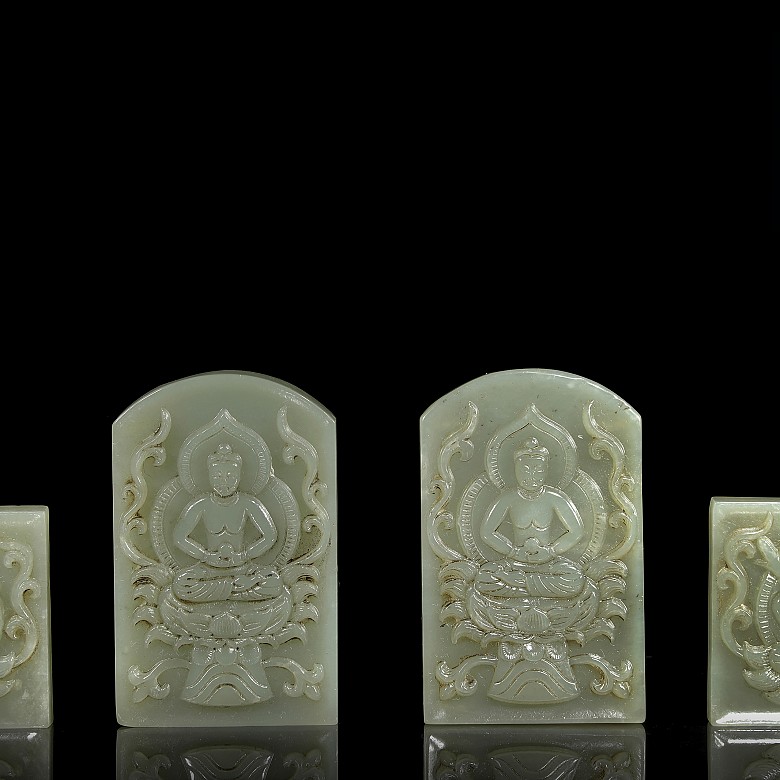 Conjunto de placas de jade para cinturón, dinastía Qing