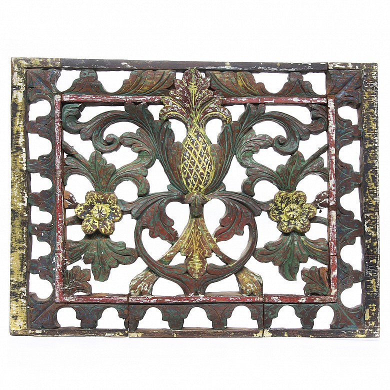 Decorative wooden plaque, Indonesia, early 20th century