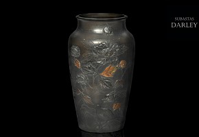 Metal vase with floral decoration, Asia, Asia, 20th century