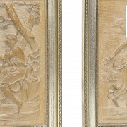 Vicente Andreu. Cuatro tallas de madera con marco, S.XX - 4