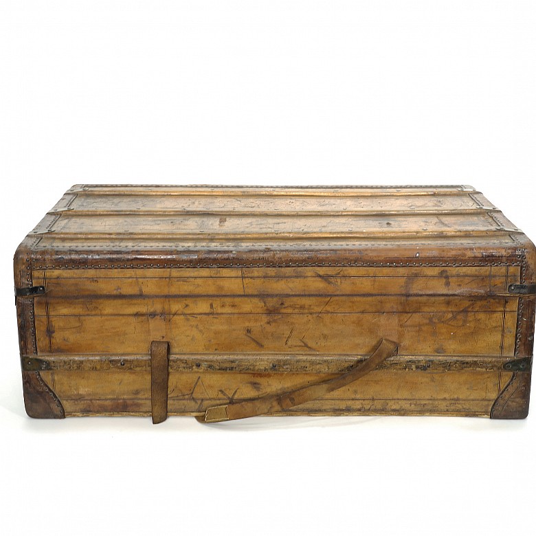 Baúl de viaje en madera y cuero, ca.1900 - 2