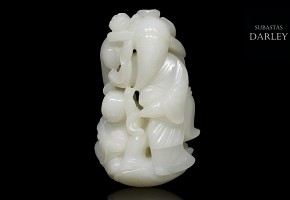White jade figure 'Elder and Child', Qing dynasty, Qianlong
