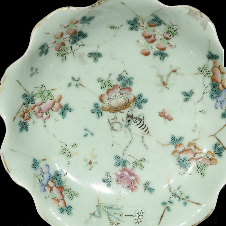 Cuenco de porcelana, familia rosa, dinastía Qing