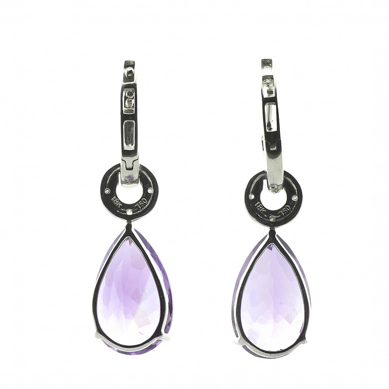 18k white gold with amethysts and diamonds earrings - 2