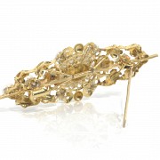 18k yellow gold and pearls brooch - 3