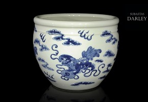 Porcelain flowerpot with lions, 20th century