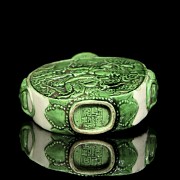 Botella de rapé en porcelana vidriada verde - 4