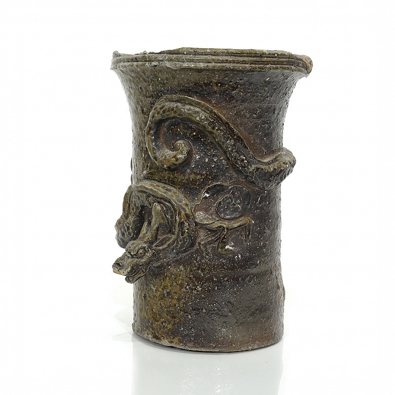 Large vase with glazed dragon, 20th Century