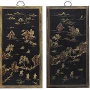 Pair of panels inlaid with jade, Qing dynasty