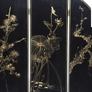 Lacquered wooden folding screen, China, 20th century