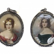 Lot of medallions with portraits of ladies, 20th century - 3