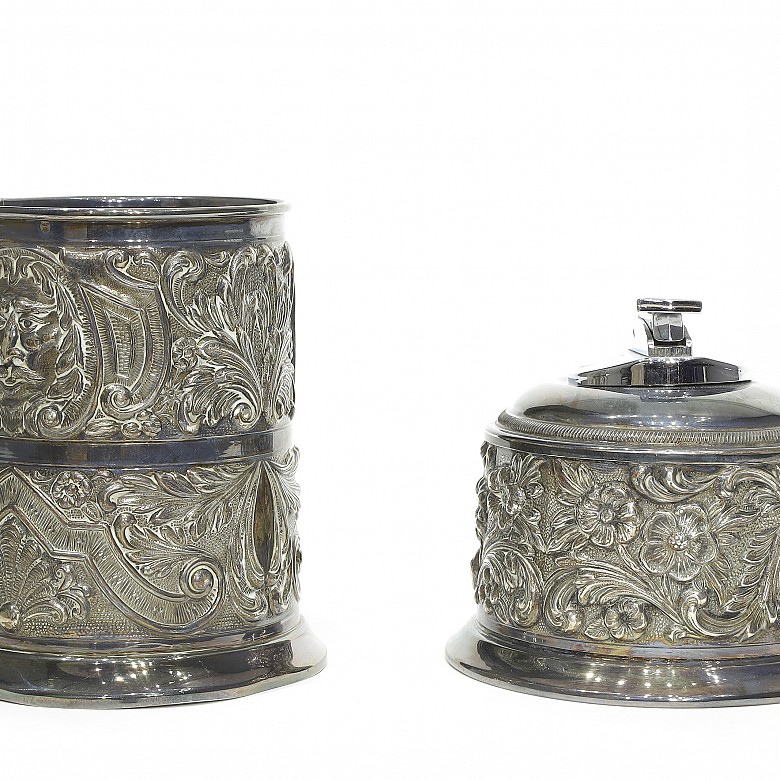 Cigar container and table lighter in Spanish silver, 20th century - 5