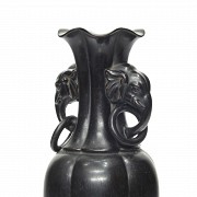 Carved 'zitan' wooden vase, Qing dynasty