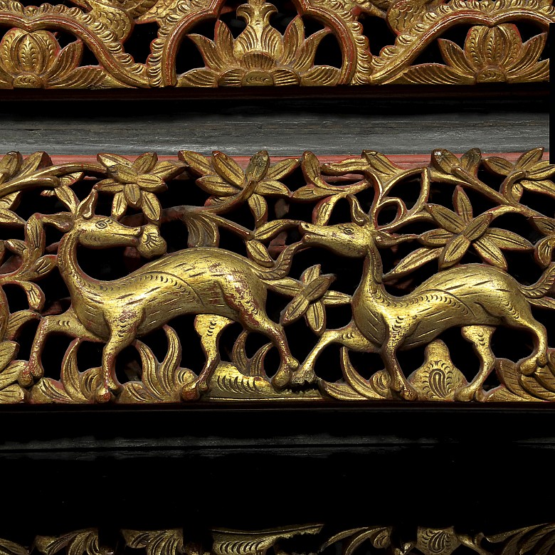 A Indonesian carved wood panels, 20th century